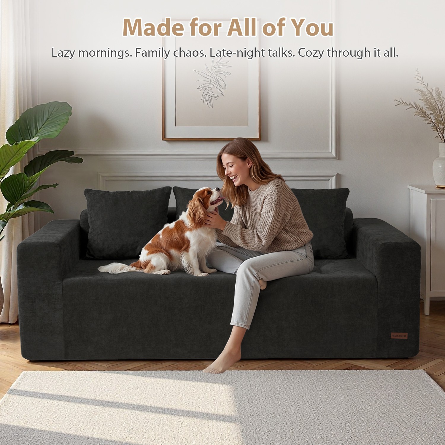 MAXYOYO Modular Sectional Sofa Couch, L Shaped Modern Cloud Couch with Ottoman