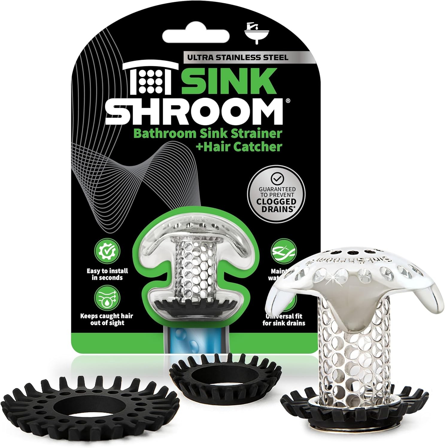 Ultra Revolutionary Bathroom Sink Drain Protector, Stainless Steel