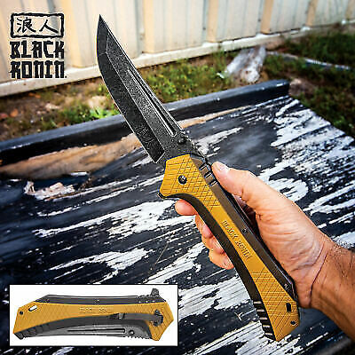 12" Huge Assisted Opening Folding Pocket Knife Stonewashed with Pocket Clip
