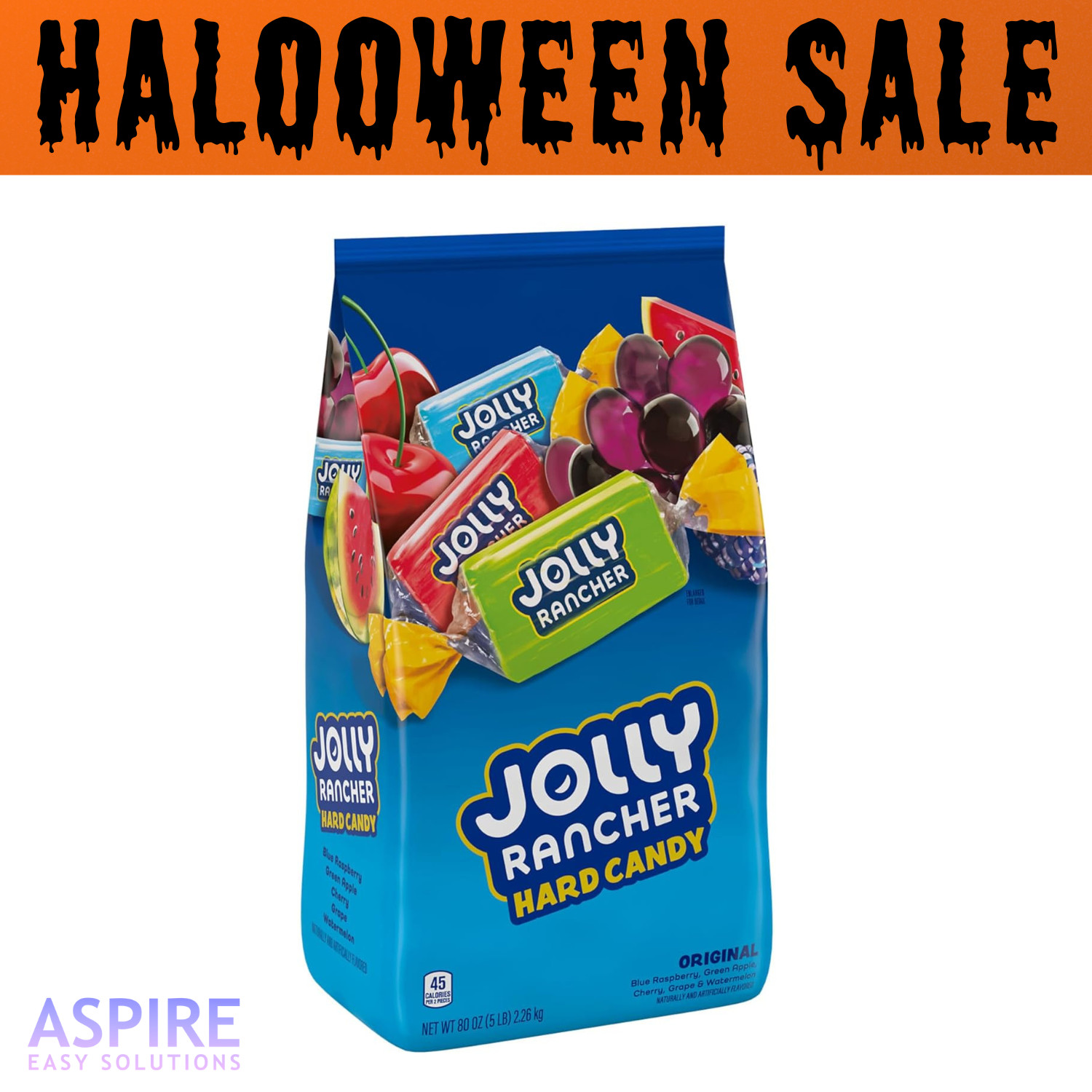 JOLLY RANCHER HARD CANDY Assorted Fruit Flavored Candies Bulk Bag 5-LB 360-PCS