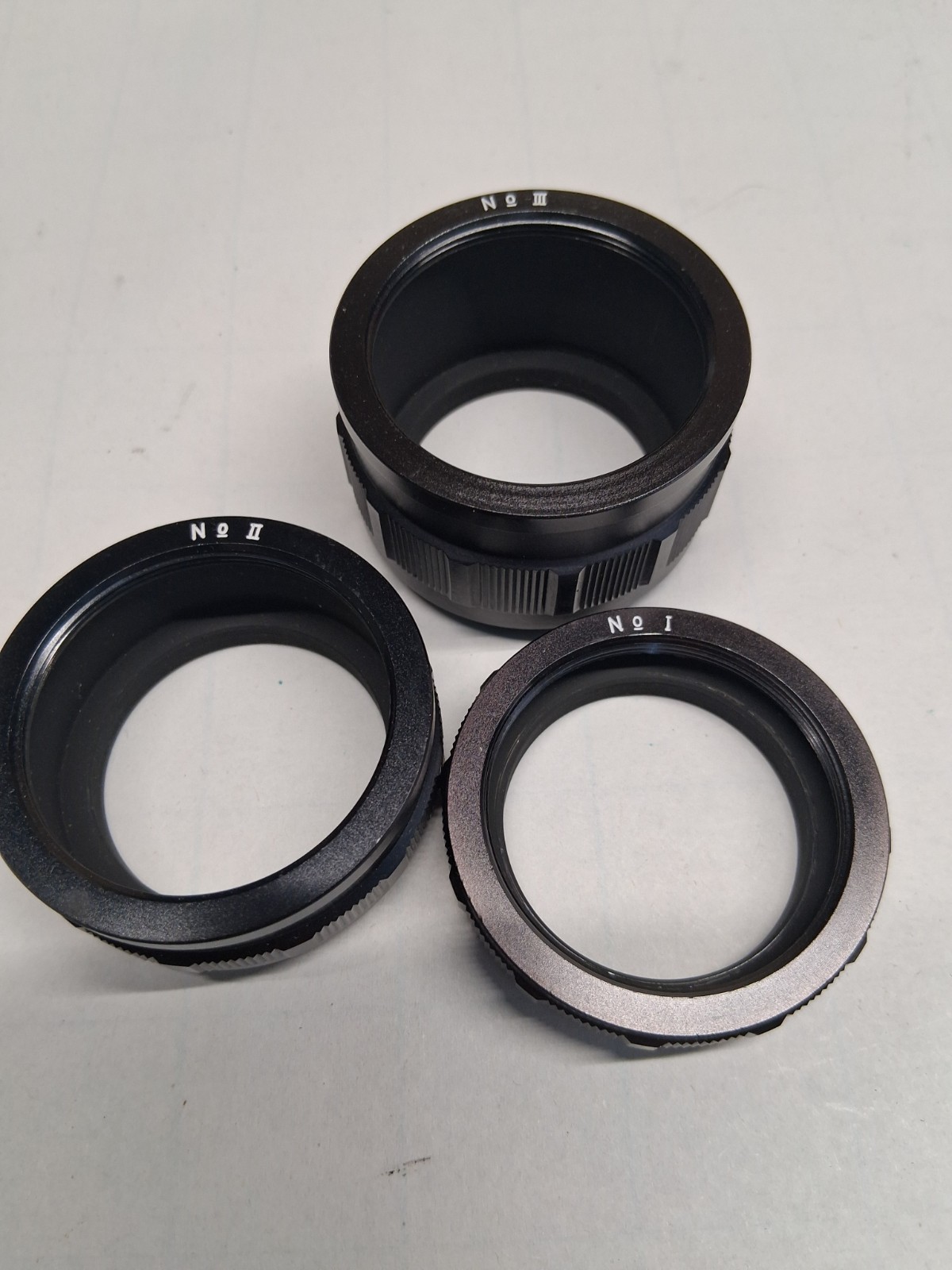 Lot of 3 Asahi Pentax Metal Screw-In Lens Hoods No. I No. II No. III Japan
