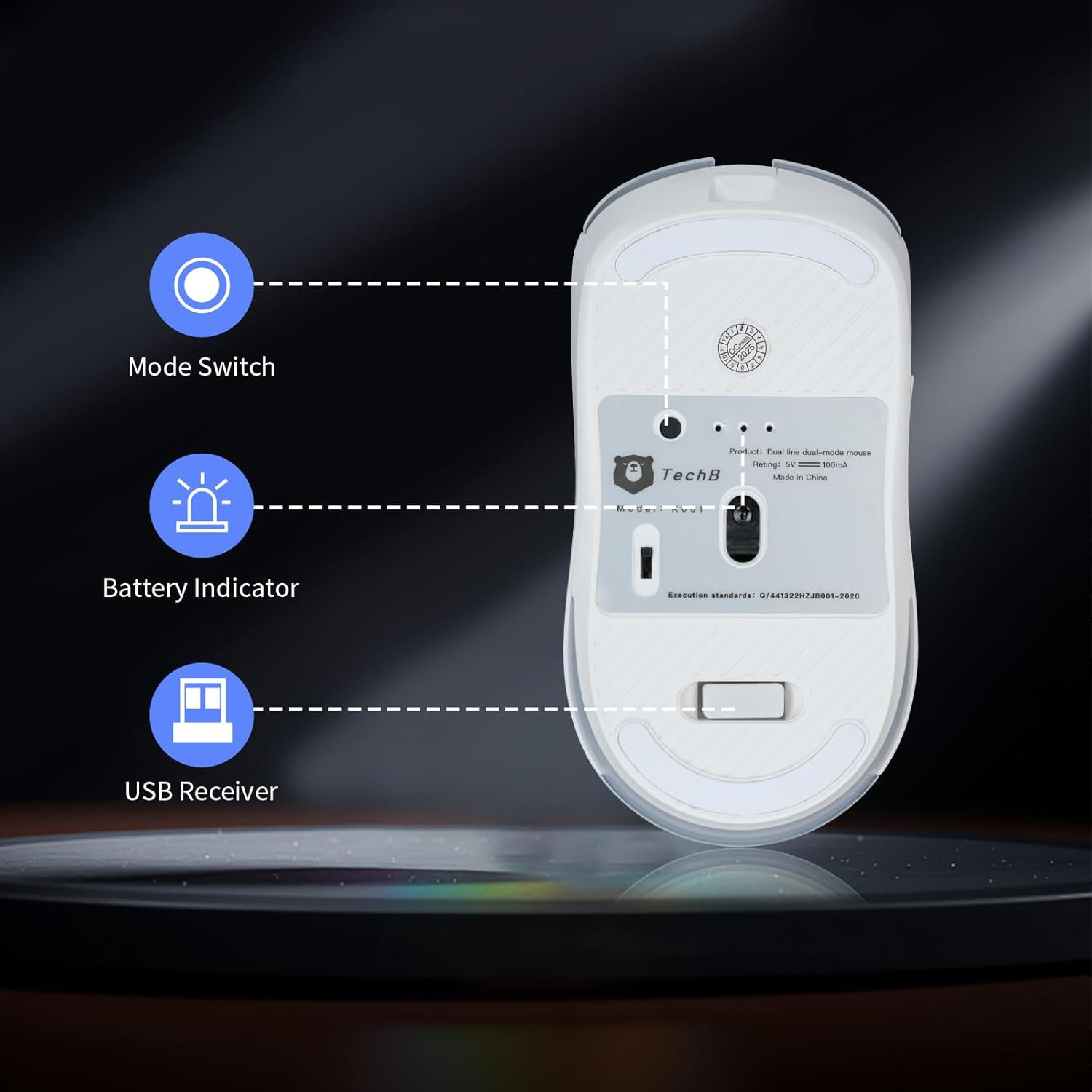Gaming Mouse, Rechargeable Computer Mouse with with 2 Side Buttons, Type-C Adapt