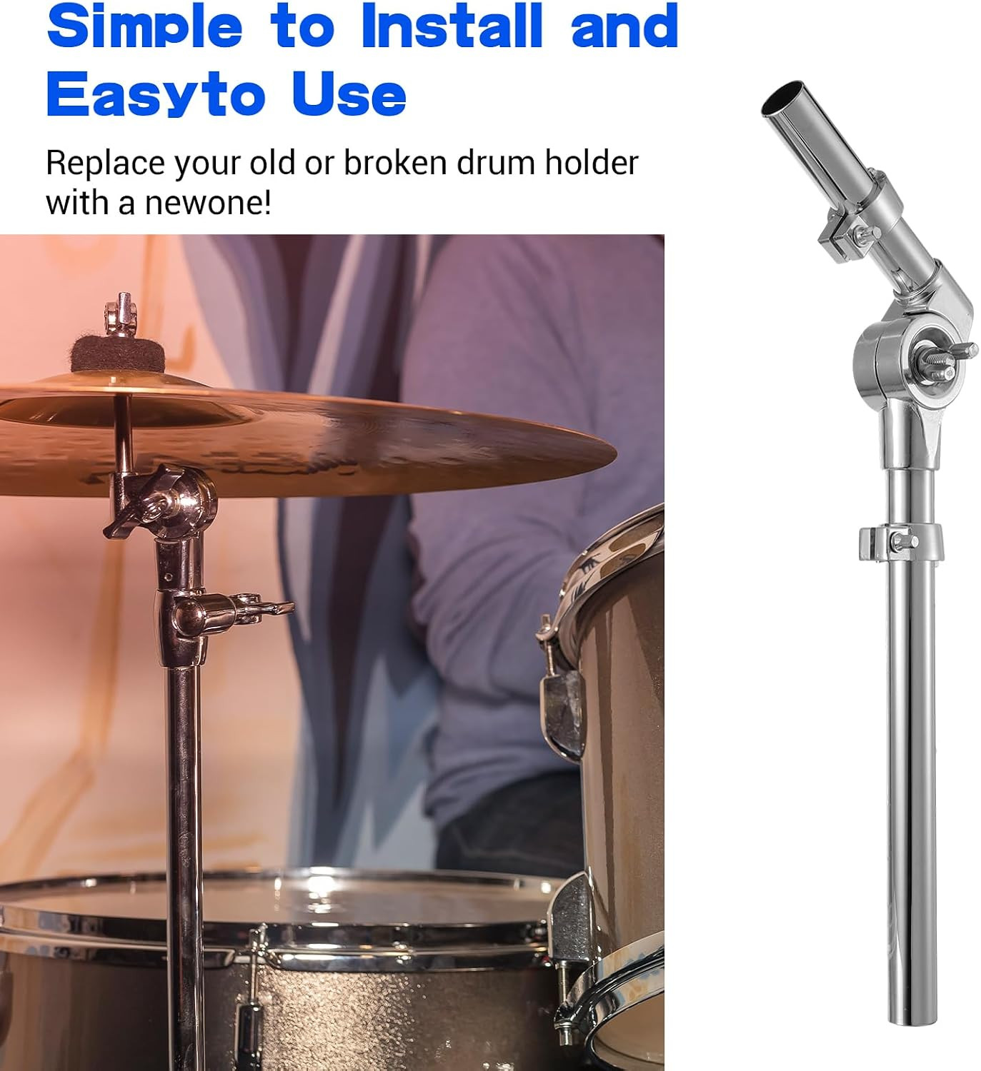 Tom Drum Brackets, 2 PCS Tom Mount Holder Arm, Adjustable Mounting Holder