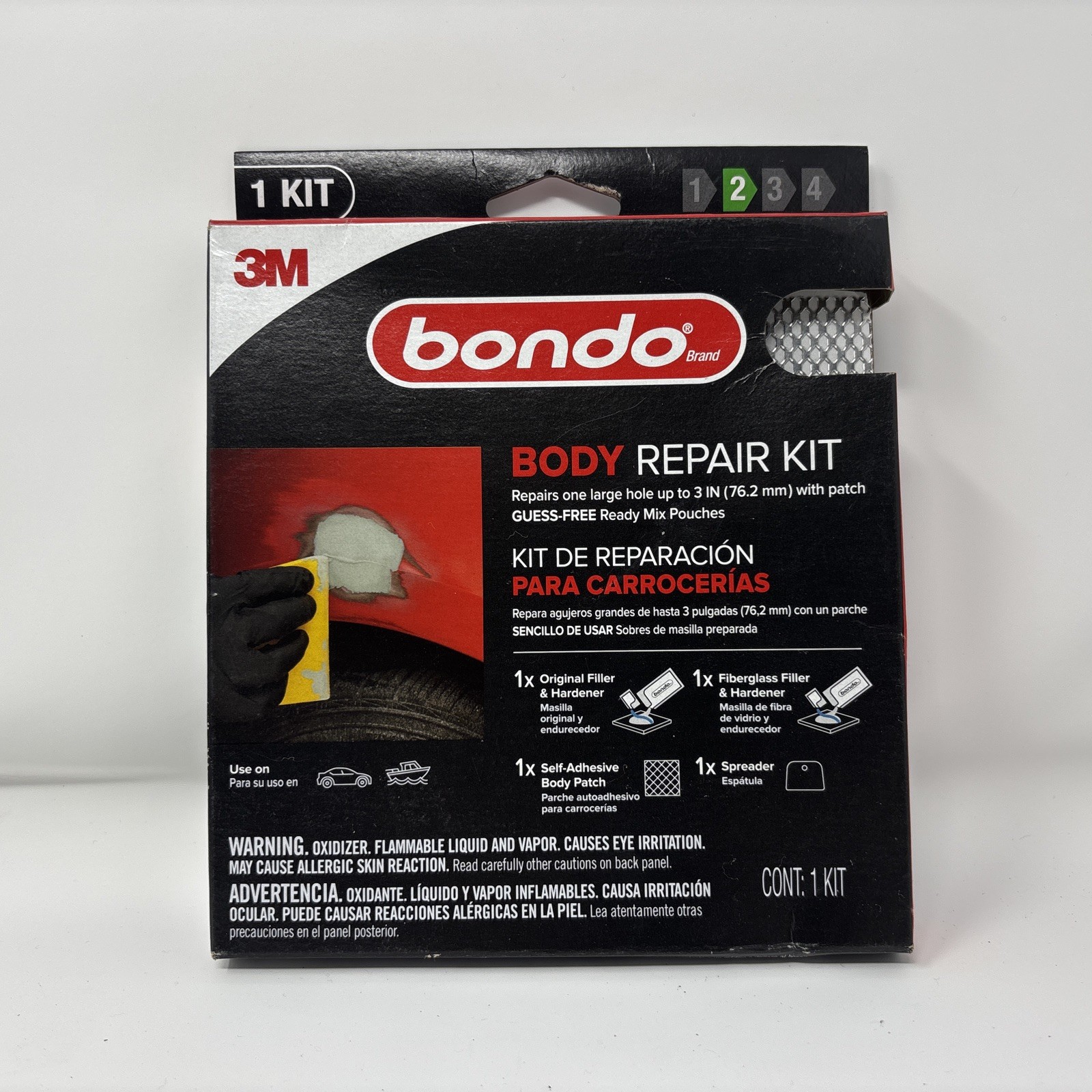 Bondo Stage 2 Body Repair Kit For 1 Large Hole Up To 3" Ready To Mix Pouches 1pk