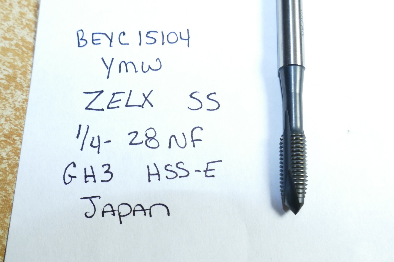 YMW 3 Flute Tap BEYC 15104 ZELX SS GH3 HSS-E  1/4-28NF YAMAWA