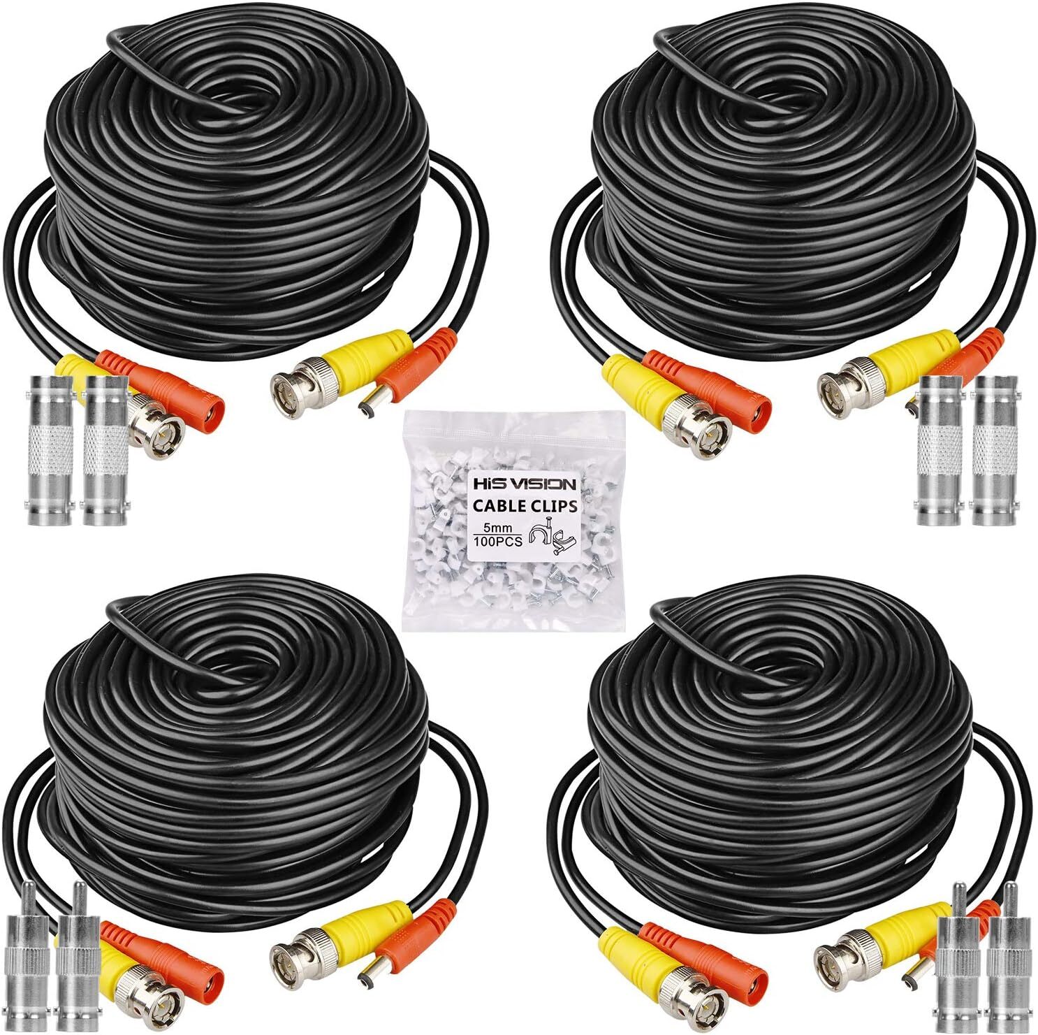 4 X 100Ft Video&Power Cable for Night Owl HD CCTV Security Camera Wire Cord
