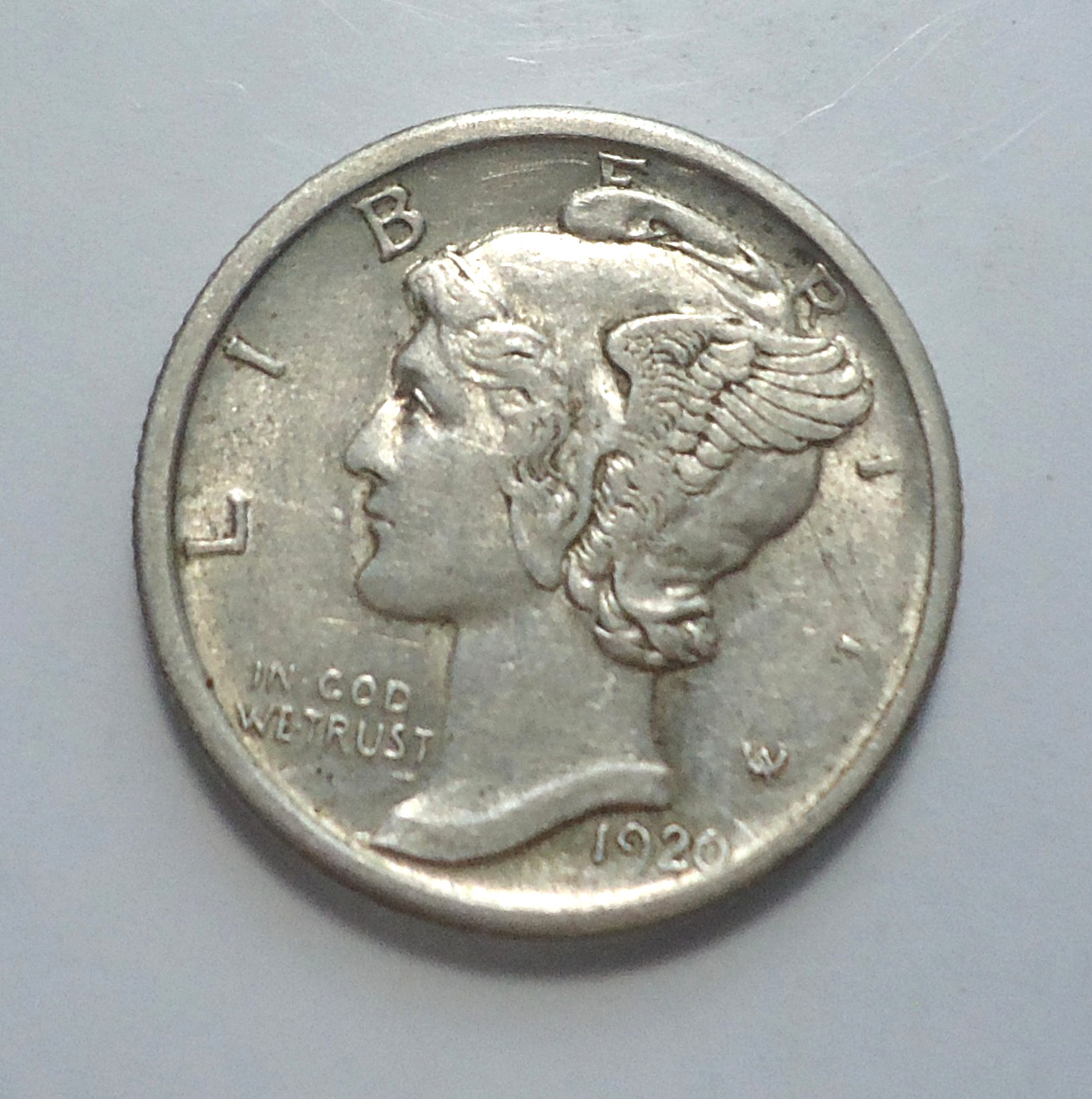 Choice Almost uncirculated+ 1920 D Denver Mercury silver 10C dime FREE SHIPPING