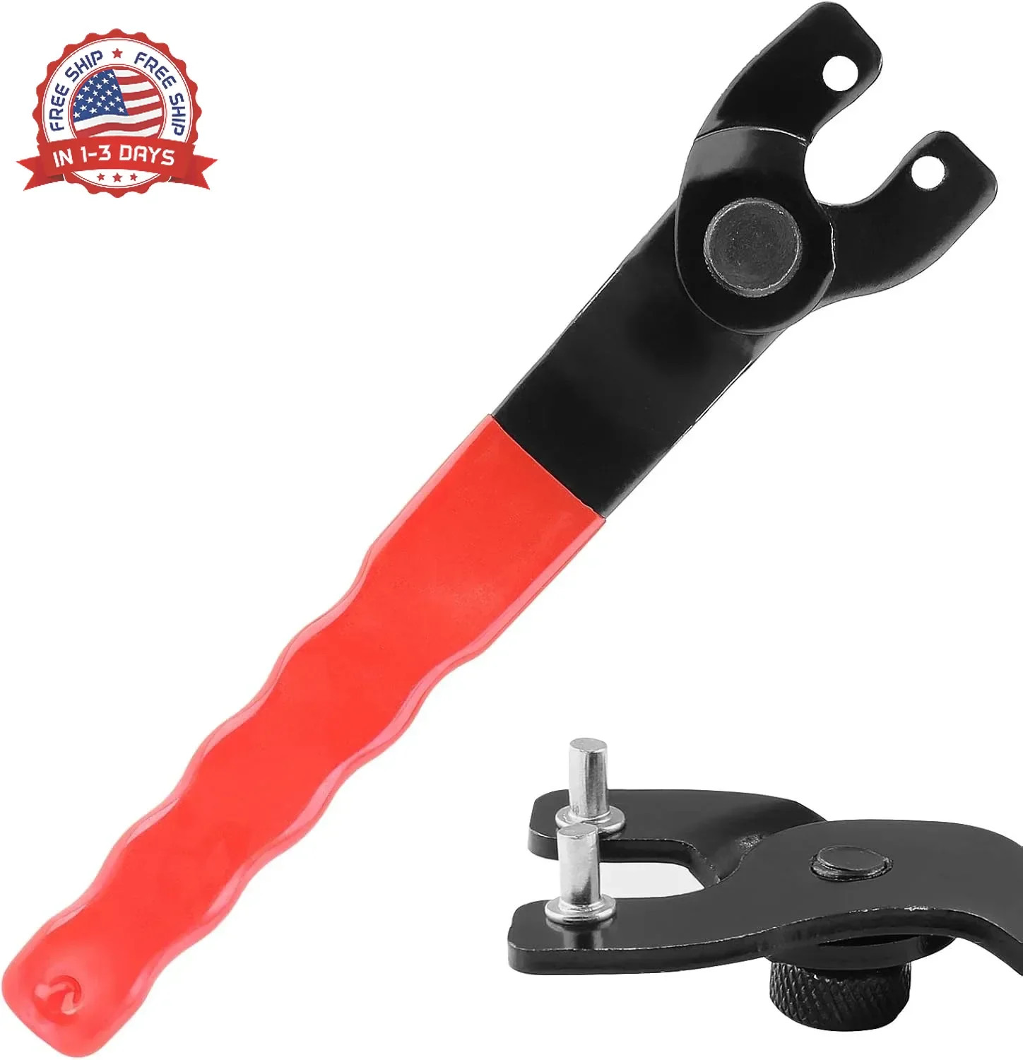 Adjustable Pin Wrench Heavy-Duty Steel 10-40mm Red 1pc for Angle Grinder