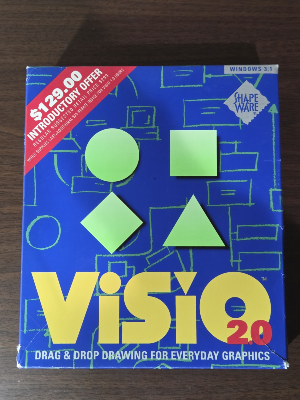 ShapeWare Visio 2.0 Drag & Drop Drawing For Everyday Graphics Windows 3.1