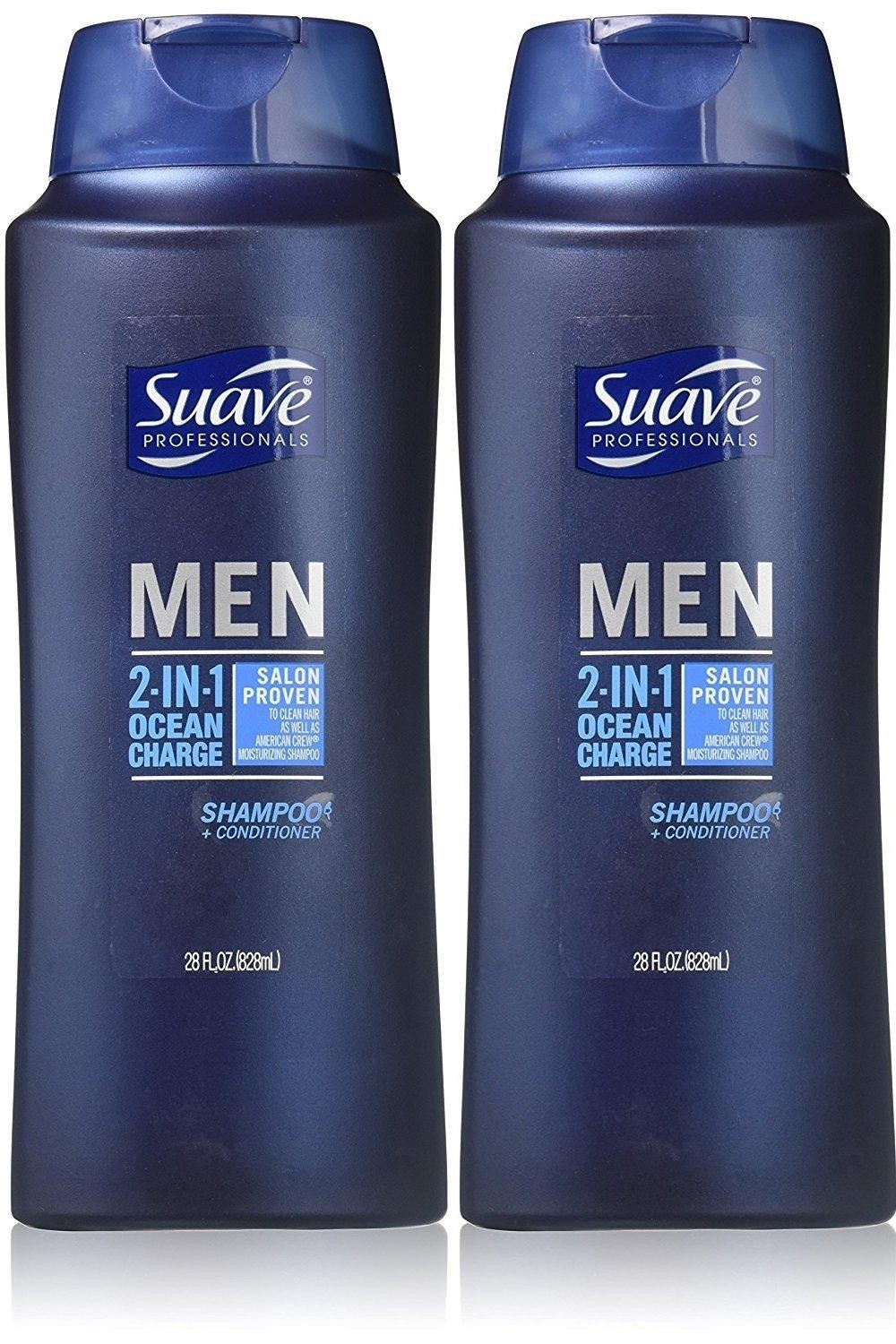 (2 Pack) Suave Mens, 2-in-1 Shampoo & Conditioner, Ocean Charge, 28 Oz