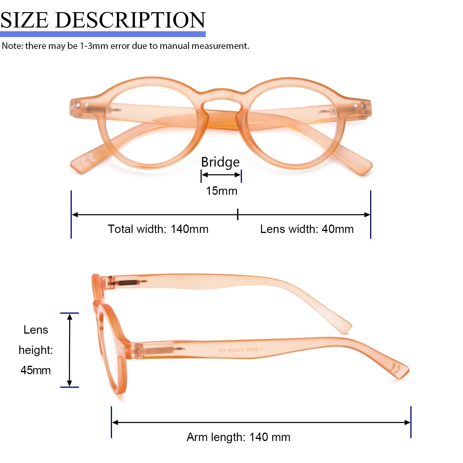 KoKoBin 4-Pack Small Round Reading Glasses Comfortable Readers Colored Stylis...