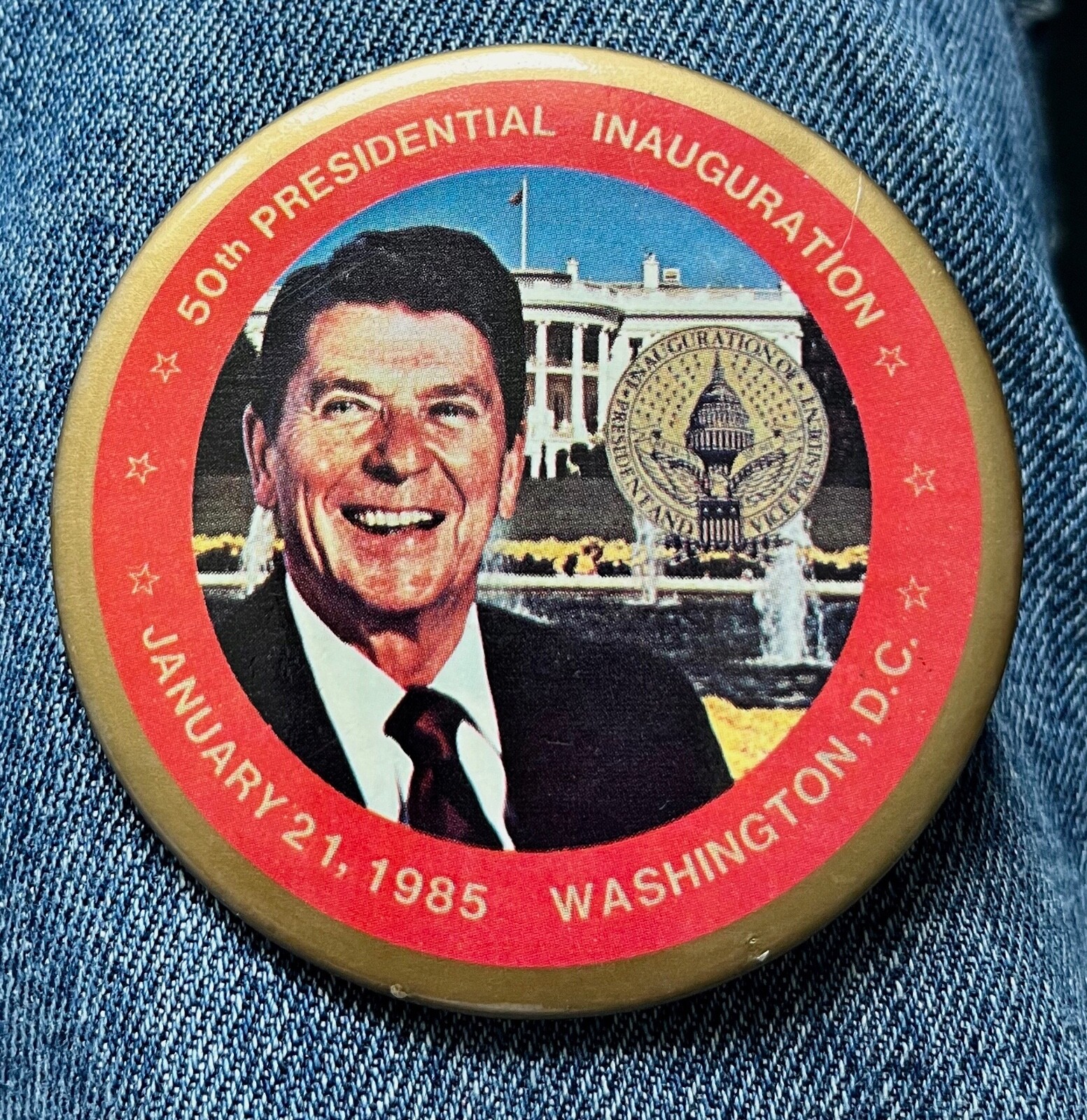 1985 Inauguration Of 50th President Ronald Reagan 3" Cello Picture Political