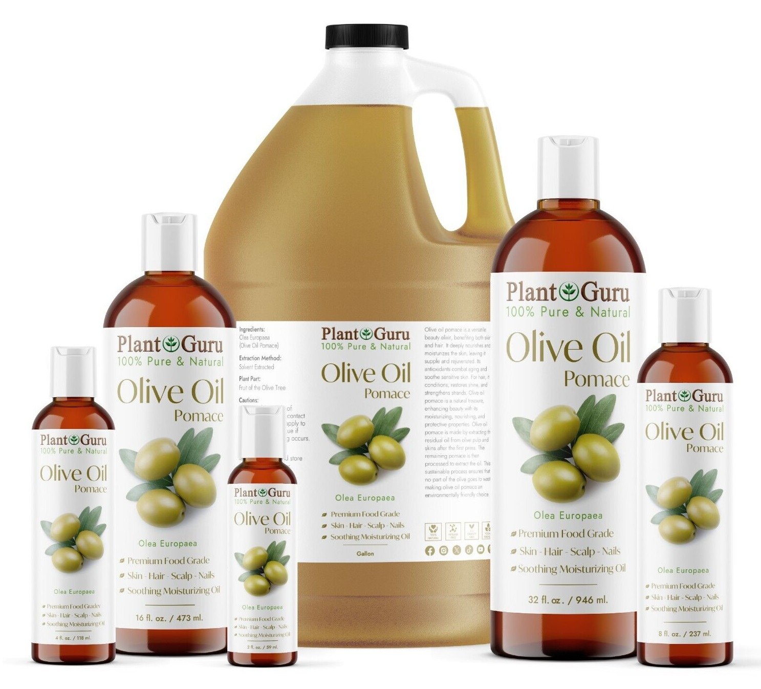 Olive Oil Pomace 100% Pure Natural Carrier For Skin, Hair, Face, Massage