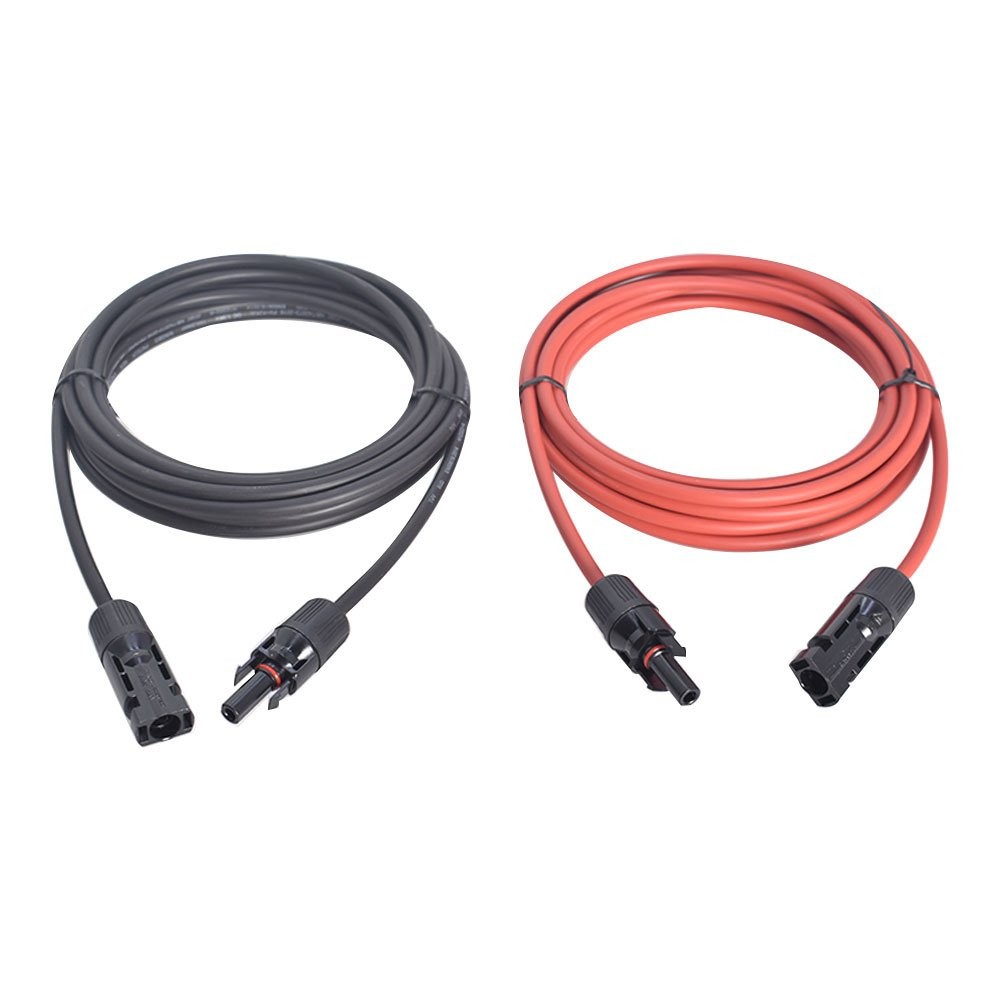 1 Pair Durable 12AWG 15FT Black+Red Solar Panel Extension Cable Wire Connector