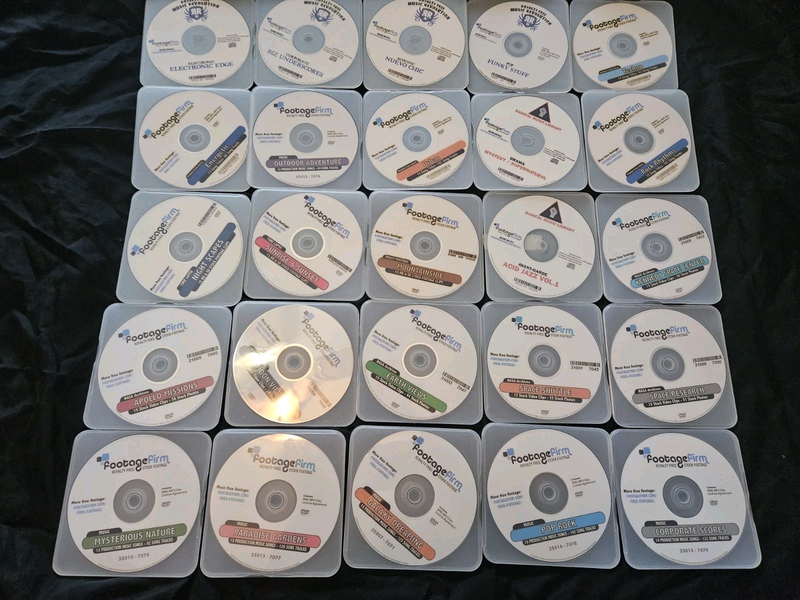 Huge Lot of 25 FootageFirm Royalty Free Stock Footage & Production Music DVDs -