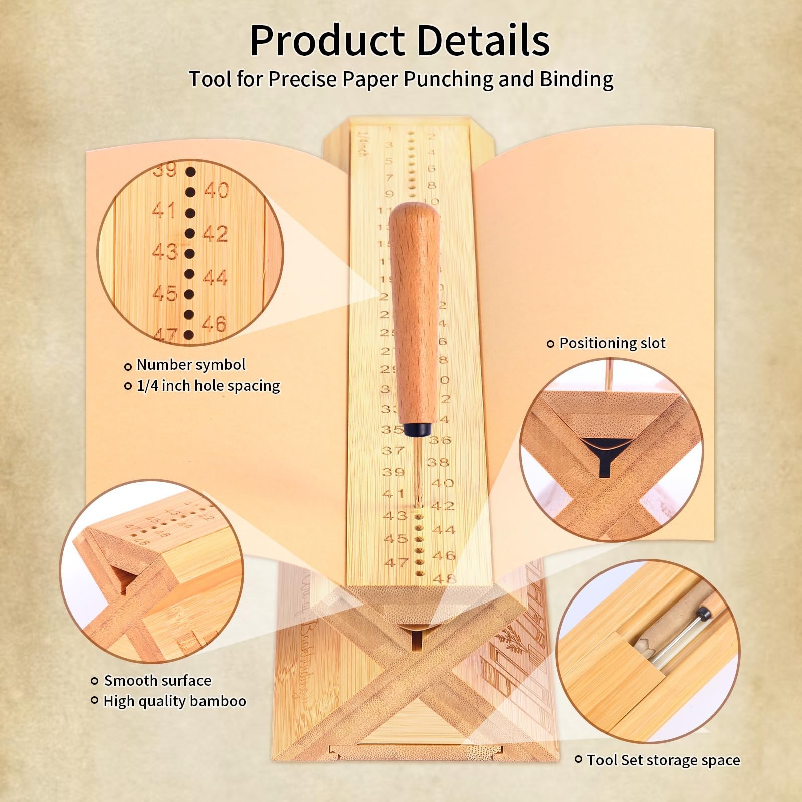 DIY Bamboo Book Binding Kit with Awl, Cradle, Punching Tools & Guide - Craft Sup