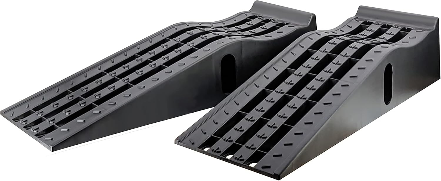 50515 6.25" Lift Car Ramps 2-Pack – 13,000lb GVW Deep Grooved Surface Stable