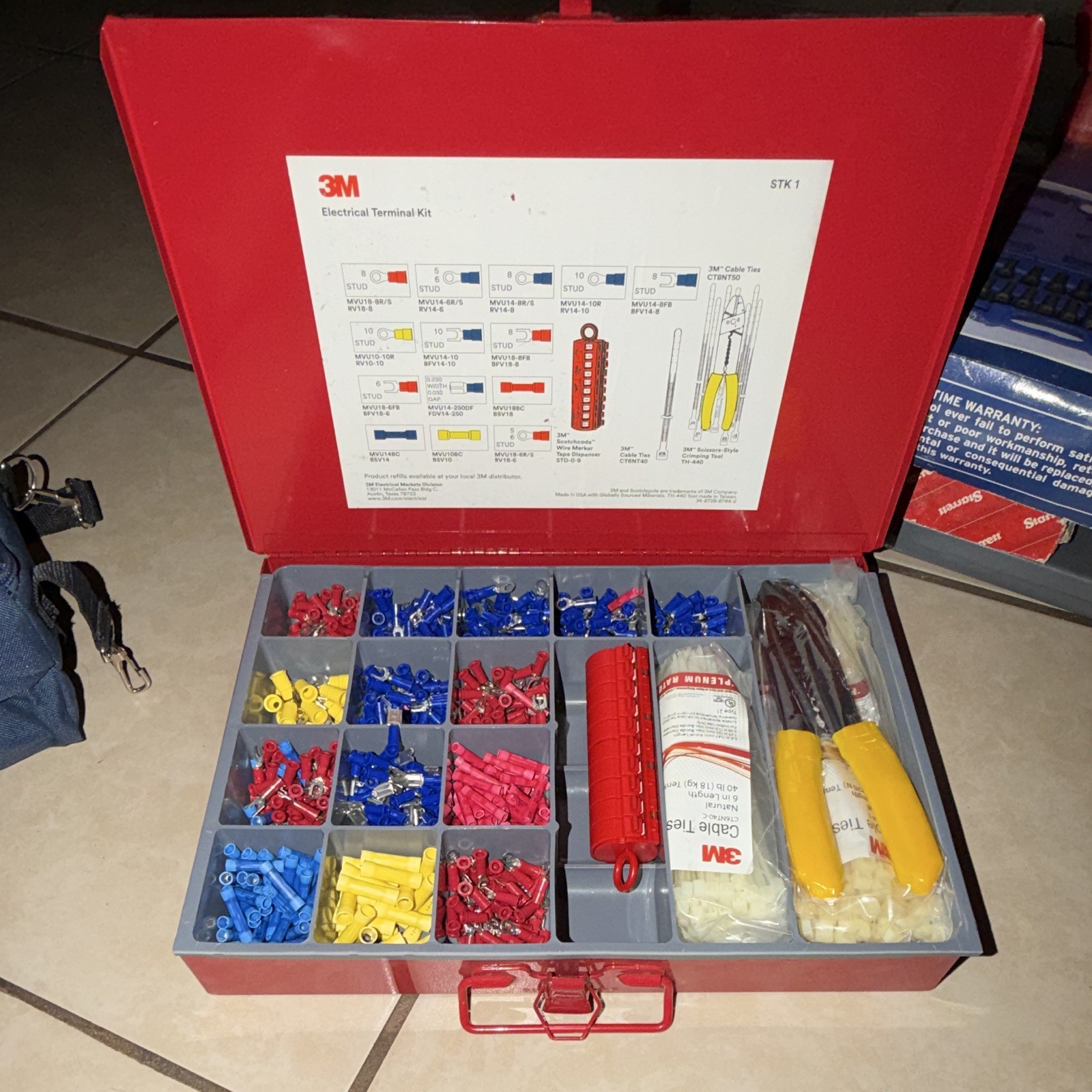 3M STK 1 Scotchlok Electrical Terminal Kit w/ Crimping Tool & Cable Ties