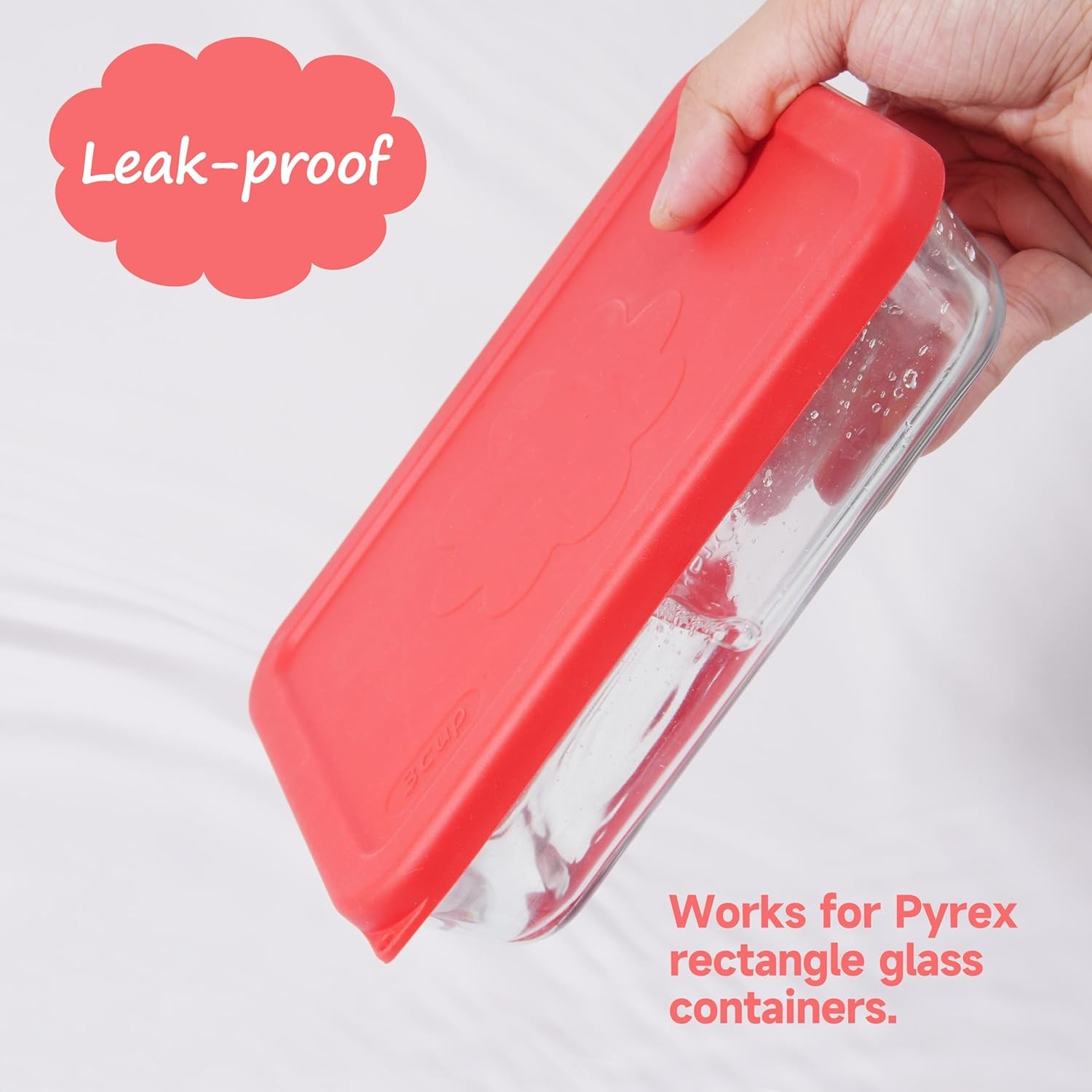 3 Cup Rectangle Silicone Storage Cover Lids Replacement for Pyrex 7210-PC Glass