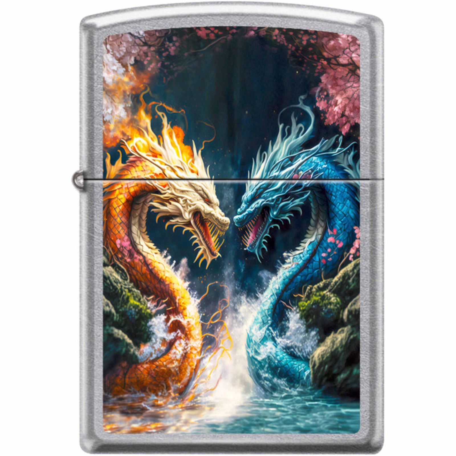 Zippo Windproof Pocket Lighter Dragon Battle Street Chrome Metal XC365