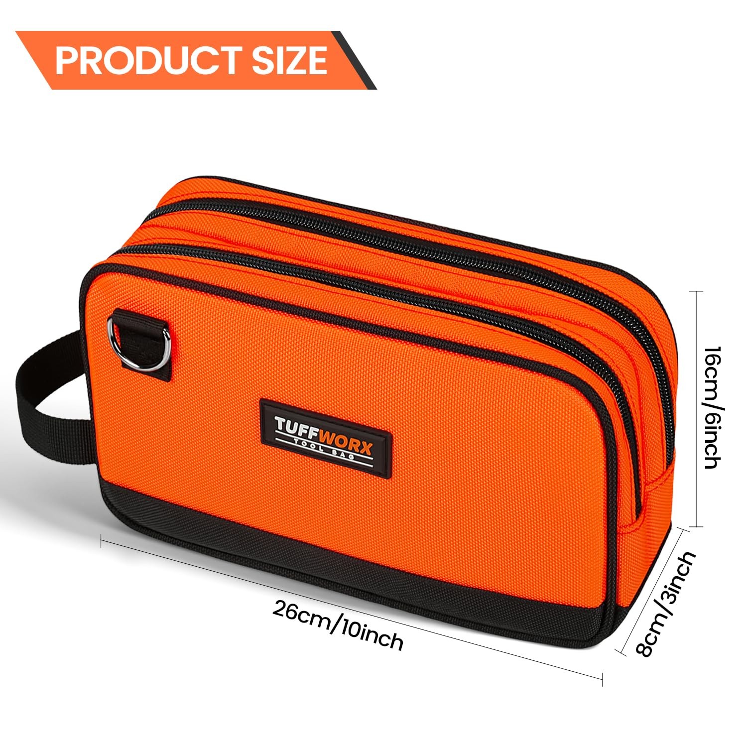 Tool Bag, Dual Compartment Storage Pouch (Orange)