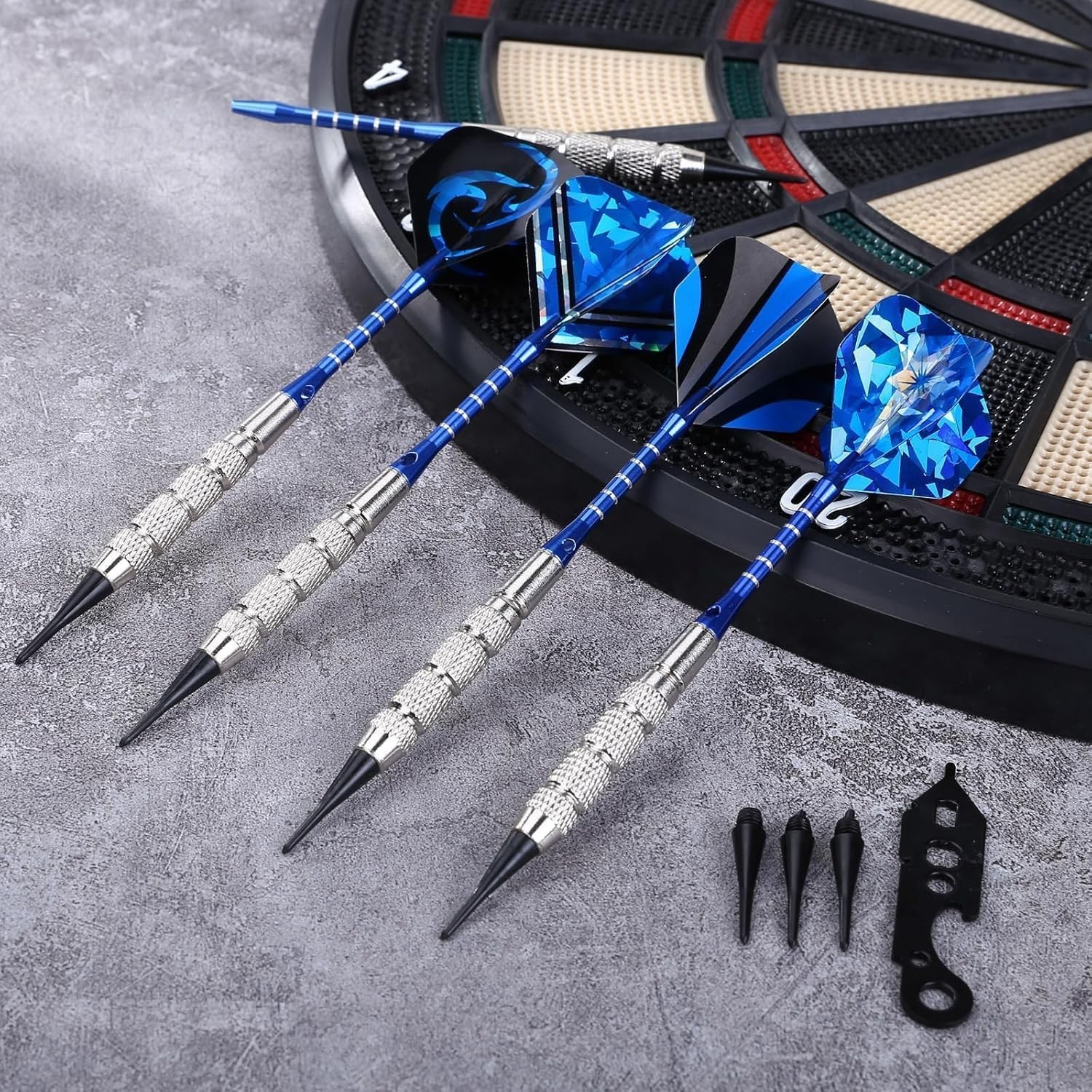 Professional Soft Tip Darts Set - 12 Darts, 16 Flights & 200 Plastic Tips