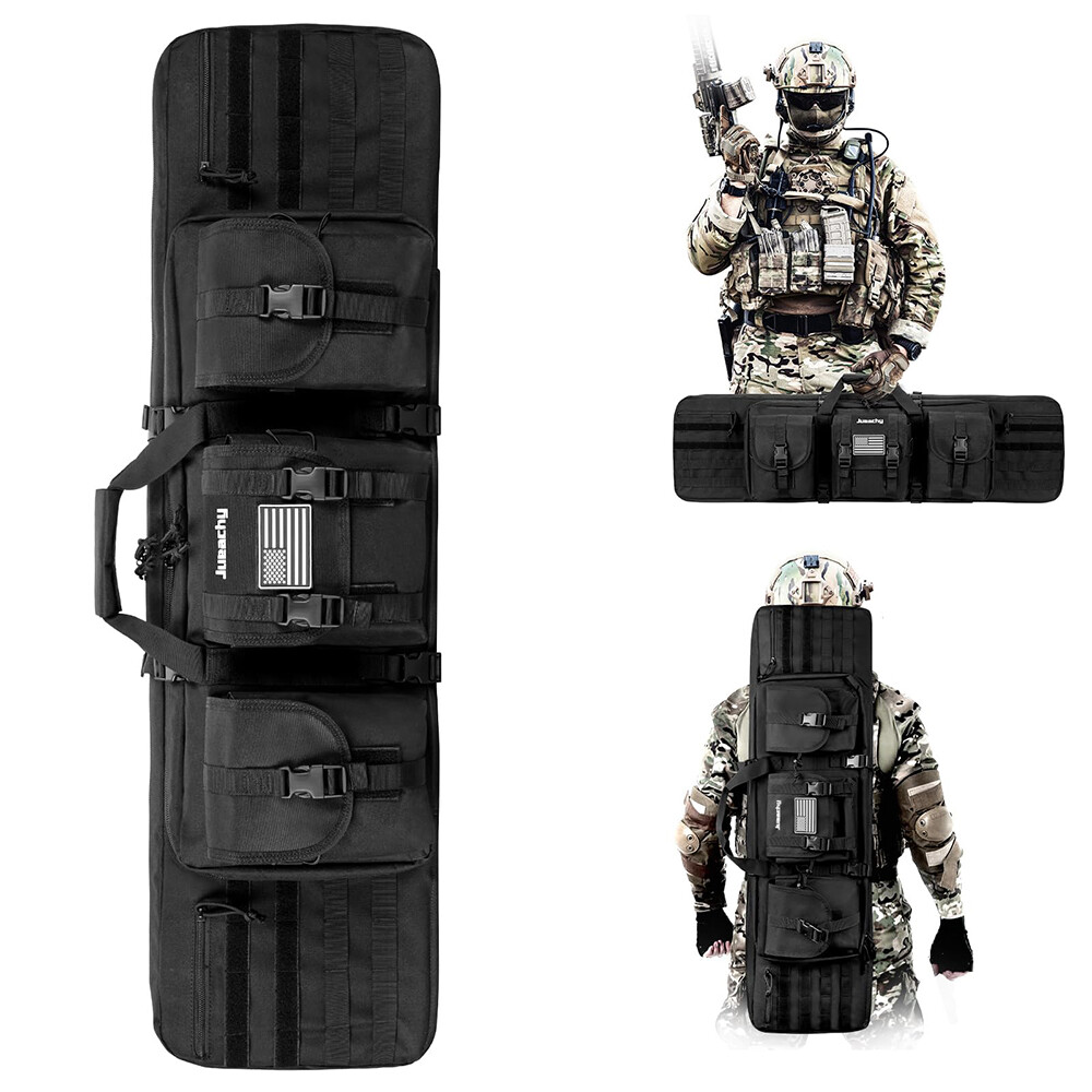 Tactical Double Rifle Bag Gun Range Padded Soft Carbine Backpack Carry Case