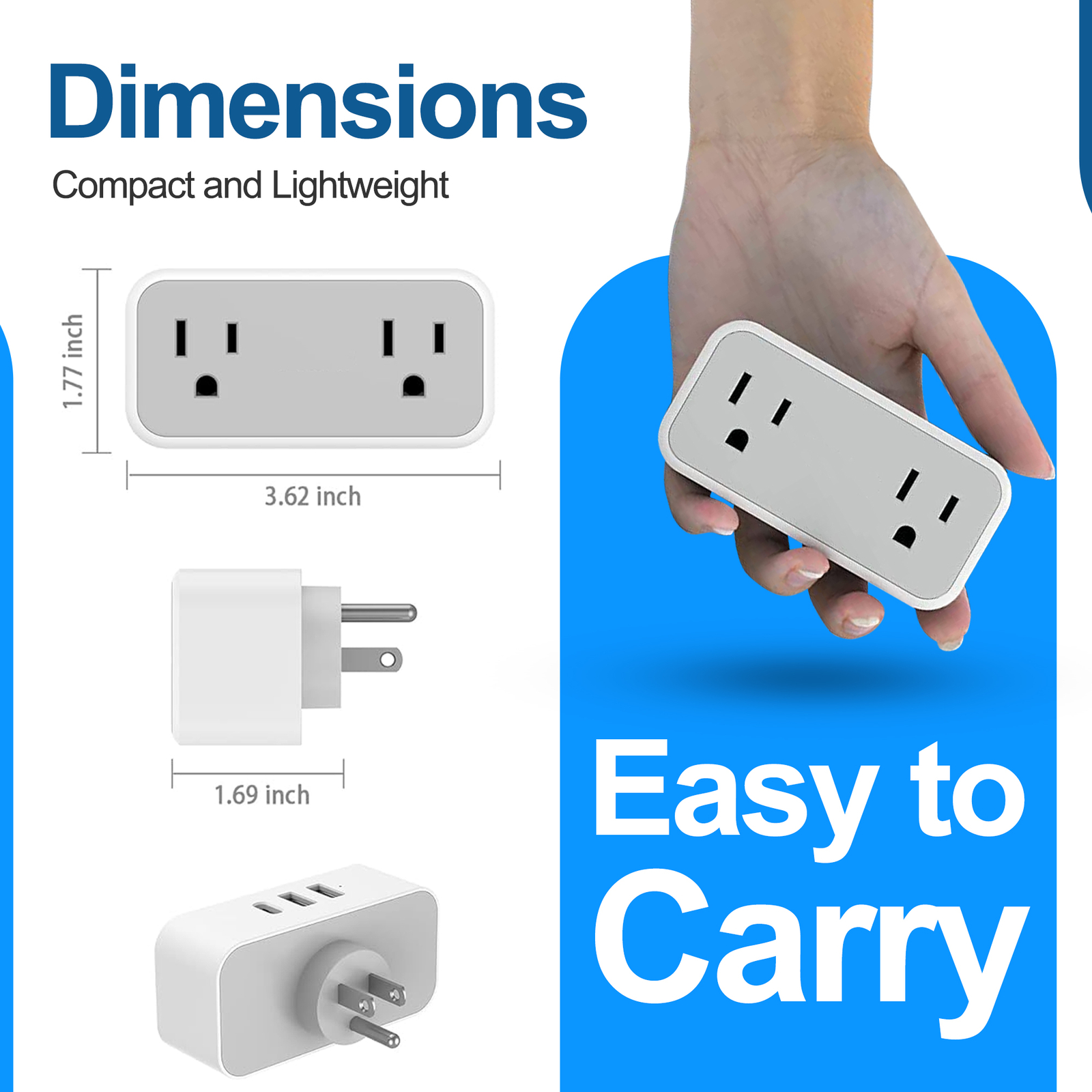 Multiple Plug Outlet Splitter With 3 USB Wall Charger  2 Electrical Outlets