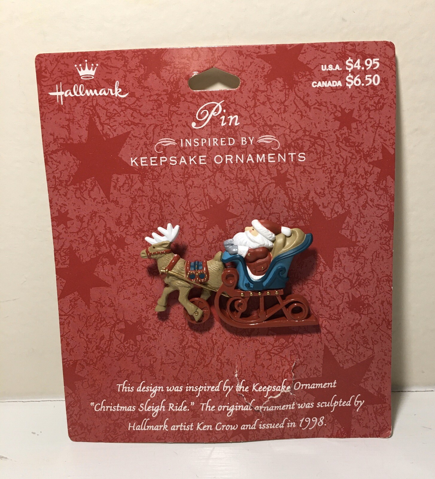 Hallmark Pin Inspried by Keepsake Ornaments Christmas Sleigh Ride 1998