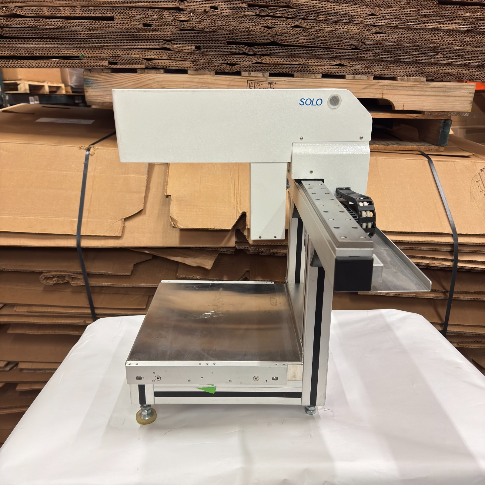 SOLO Industrial Marking Machine Automated Labeling Head Precision Rail Blue AsIs