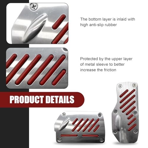 Car Automatic Transmission Accelerator Brake Pedal Cover Set, 5.5" x 2 PCS Red