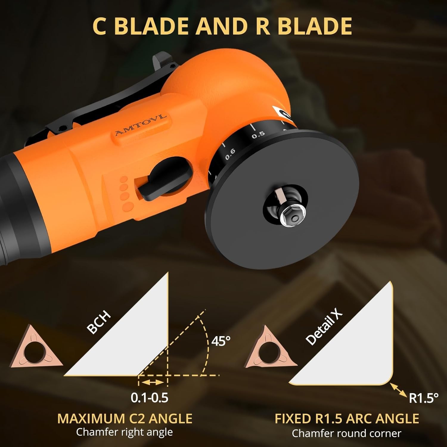 Air Chamfer Tool with Adjustable Depth - 1/4 Inch Inlet for Diverse Applications