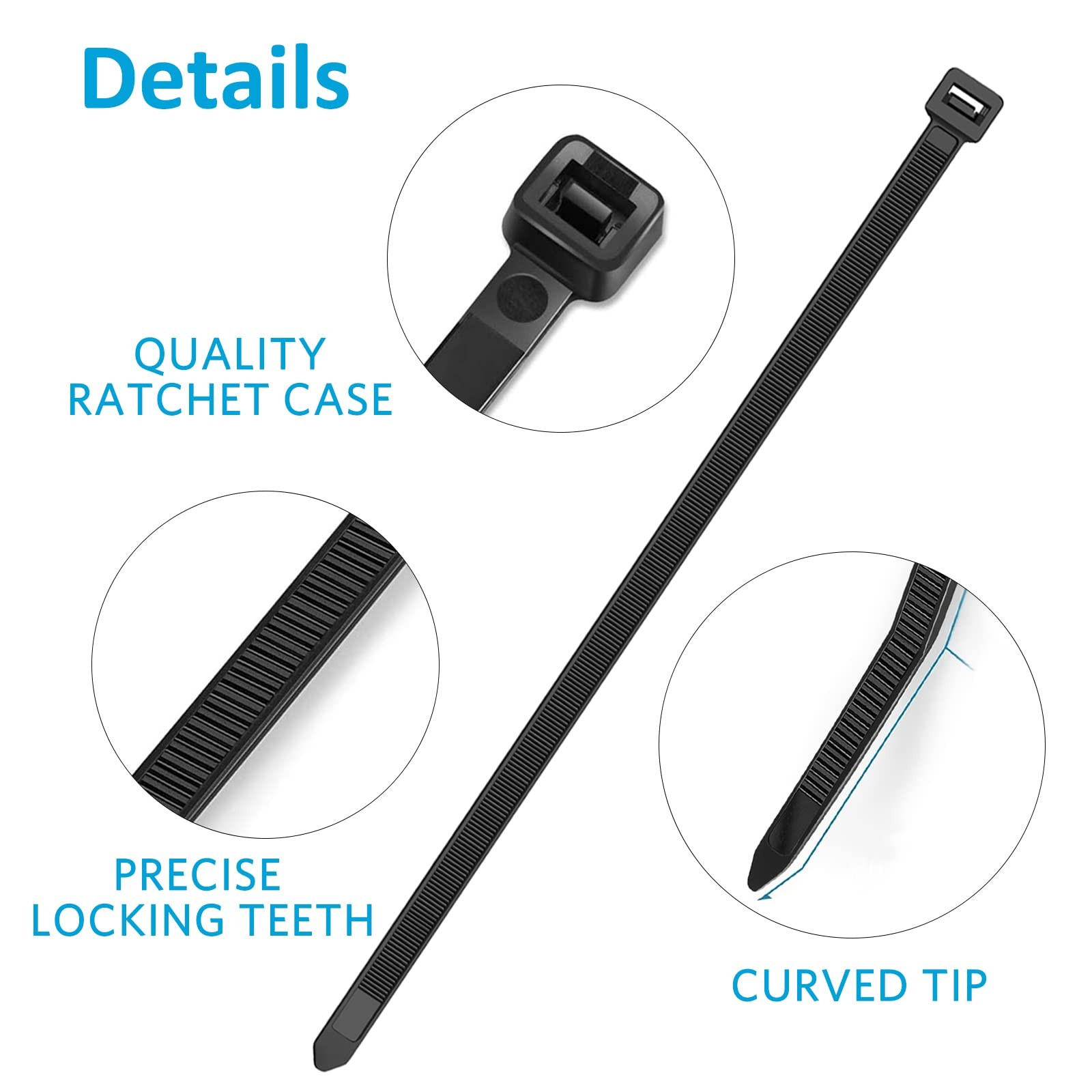 Zip Ties 12 inch, Black 100 pack, 40lb, Cable 12" (100 Pack),