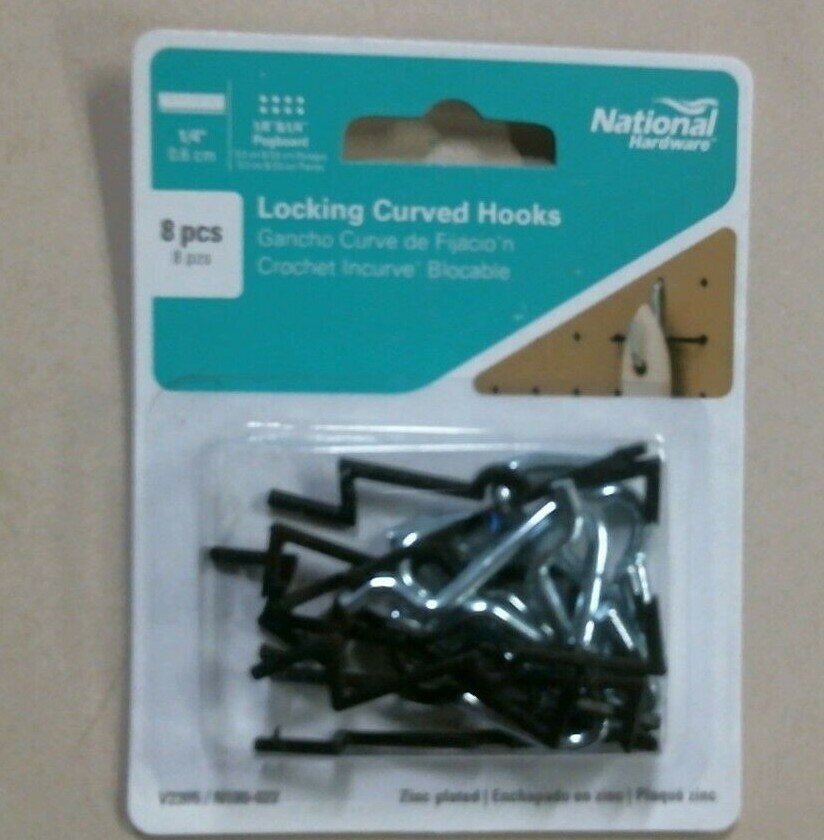 National Hardware Locking Curved Hooks, 8 Pcs, 1/4" (N180-022)  FS