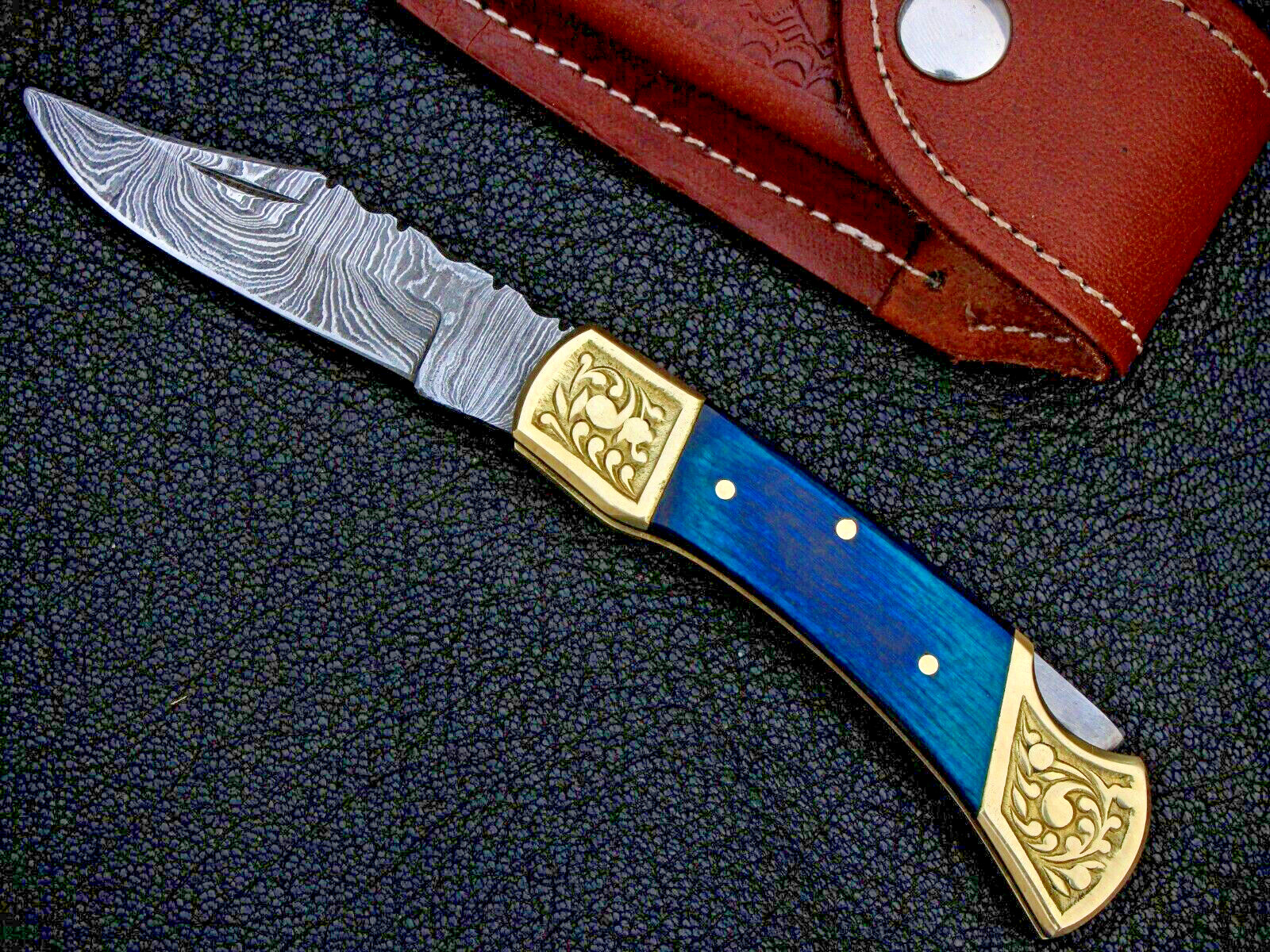 Damascus Steel TACTICAL Folding blade Pocket Knife Back Lock Survival edc Knife