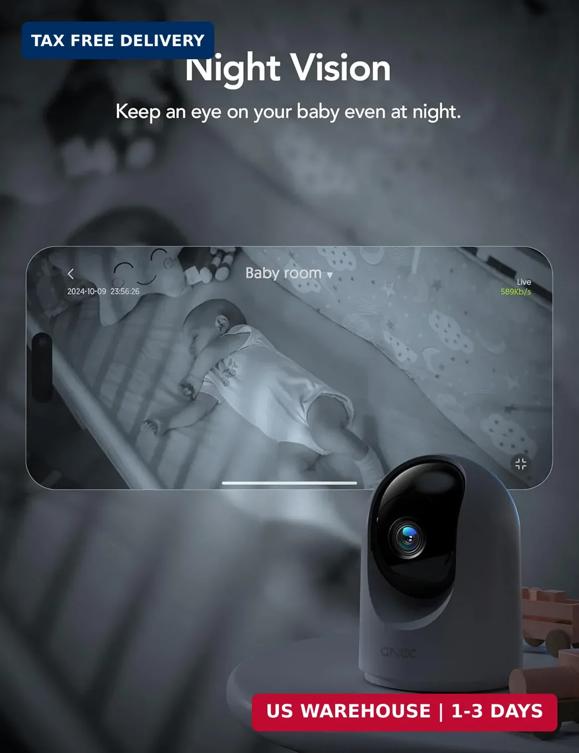 Indoor Security Camera, 2K Cameras for Home Security with Motion Detection, B...