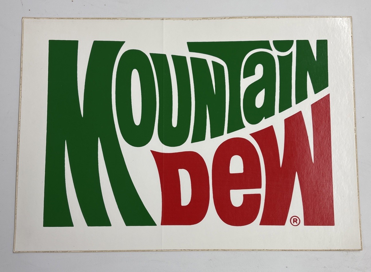 Vintage 1977 Mountain Dew soda pop sticker decal NOS, 10” X 7”, See Photos.