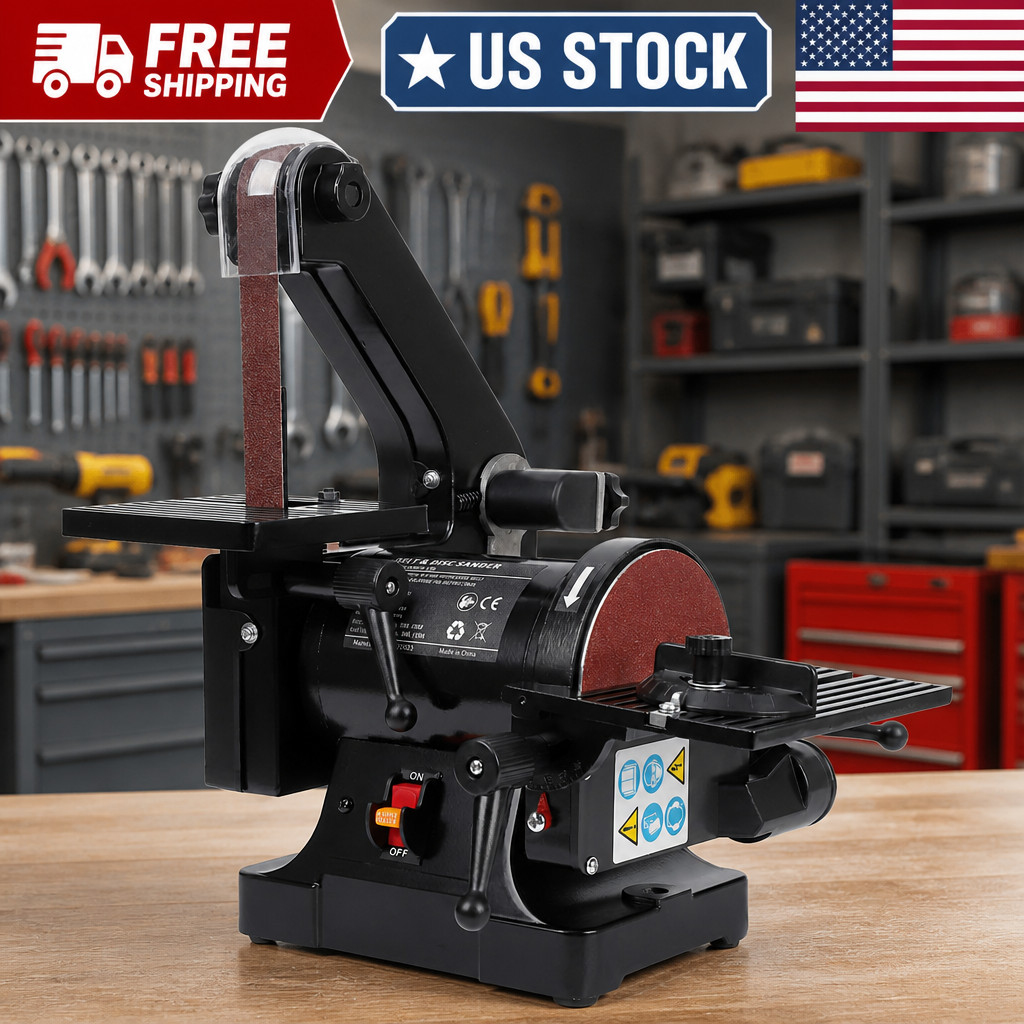 2-in-1 Benchtop Belt and Disc Sander - 1x30 Inch Belt, 5 Inch Disc - 2.1A Motor