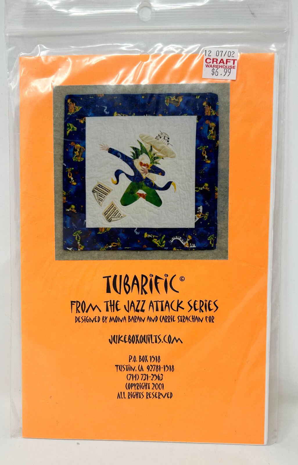 Jukebox Quilts Pattern Jazz Attacks Series Tubarific 2001 Baran Strachan 27x27"