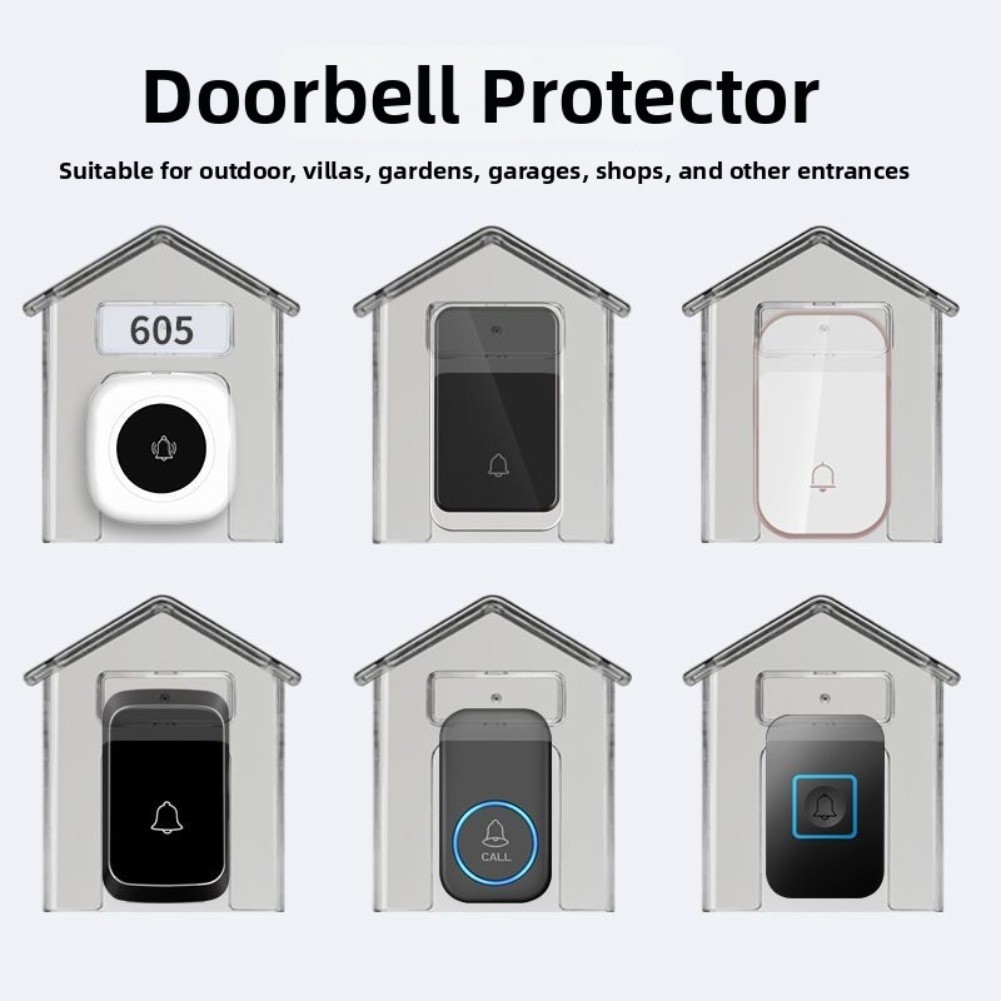 Clear Protective Cover for Wireless Doorbell Rainproof PC Shell Easy Install