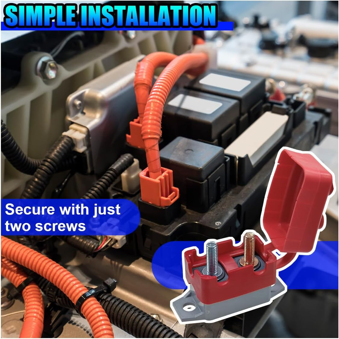 2PCS 20A DC 12V-24V Car Automatic Reset Circuit Breaker with Cover Stud Bolt, Au