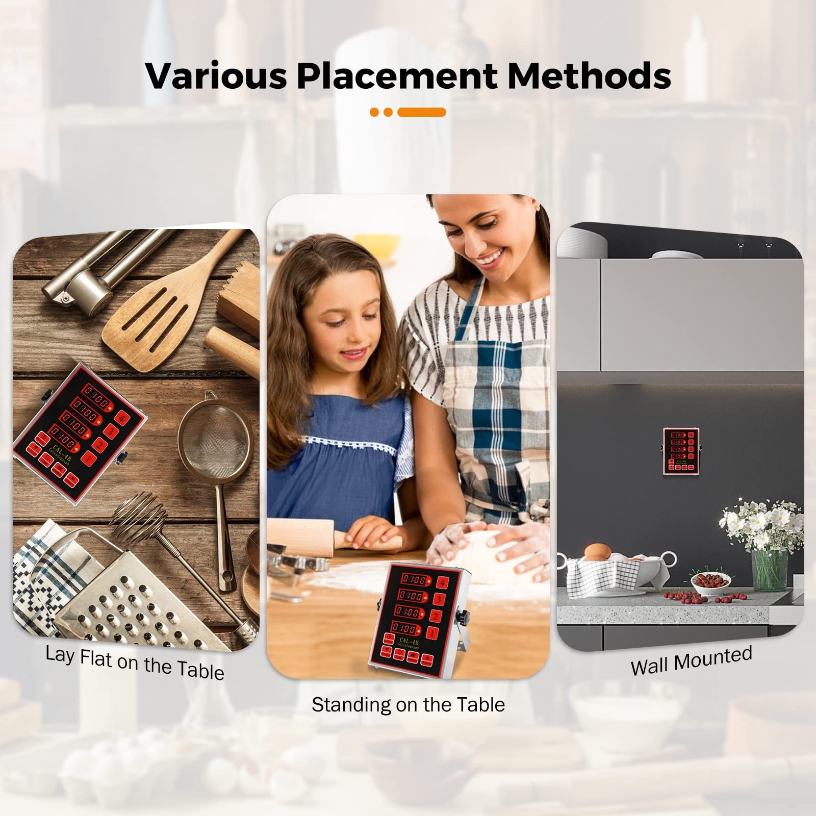 4-Channel Digital Kitchen Timer | Adjustable Loud Alarm, Waterproof, Countdown R