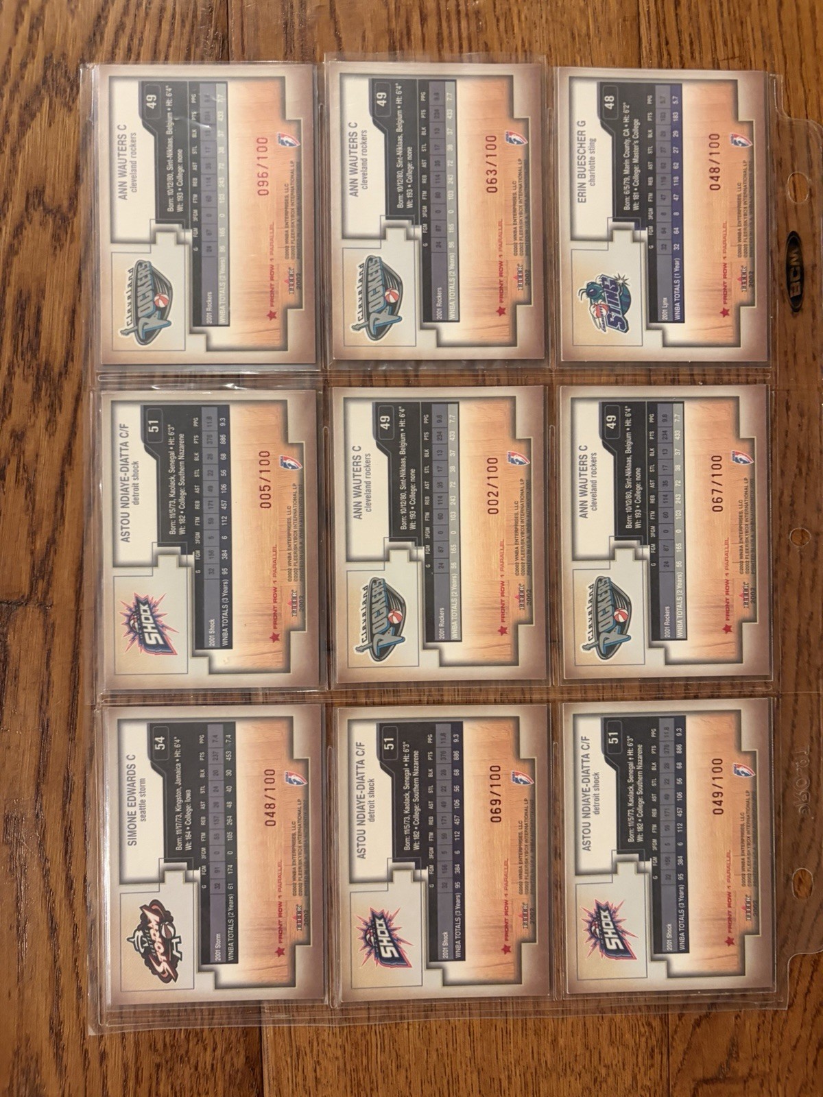 2002 Fleer Authentix Front Row #/100 WNBA • Sting Stars Sol Fire Shock