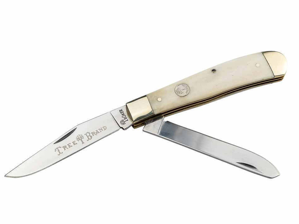 BOKER Treebrand Trapper Smooth White Bone Classic Two-Blade Folding Knife 110826
