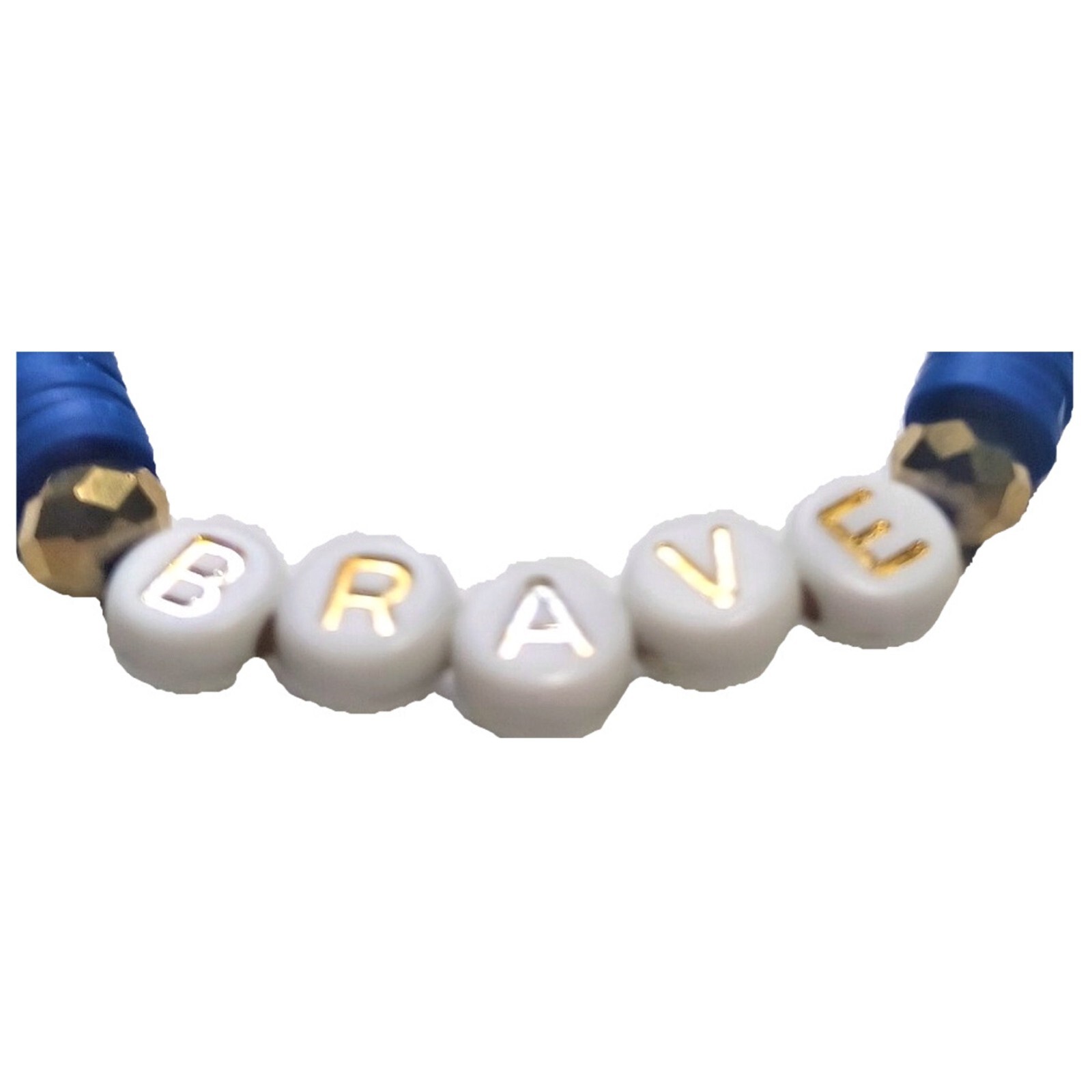 Stretchy Blue and White Disc Bracelet-Brave