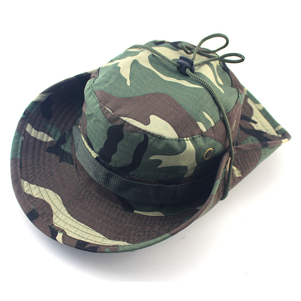 Tactical Boonie Hat Military Camo Bucket Wide Brim Sun Fishing Bush Booney Cap