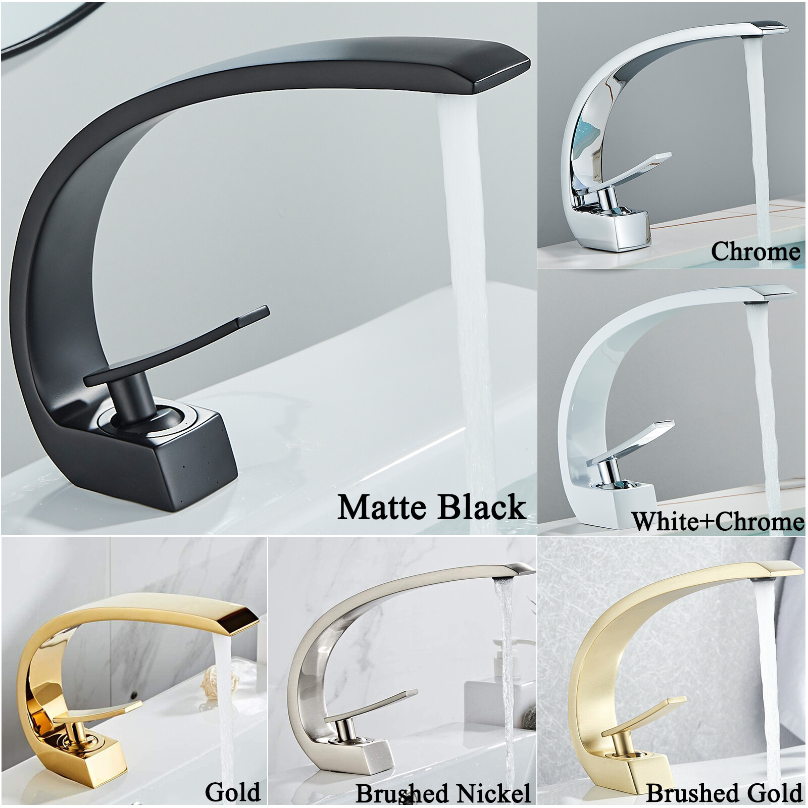 Bathroom Sink Basin Faucet Waterfall Lavatory Vanity Mixer Single Handle 1Hole
