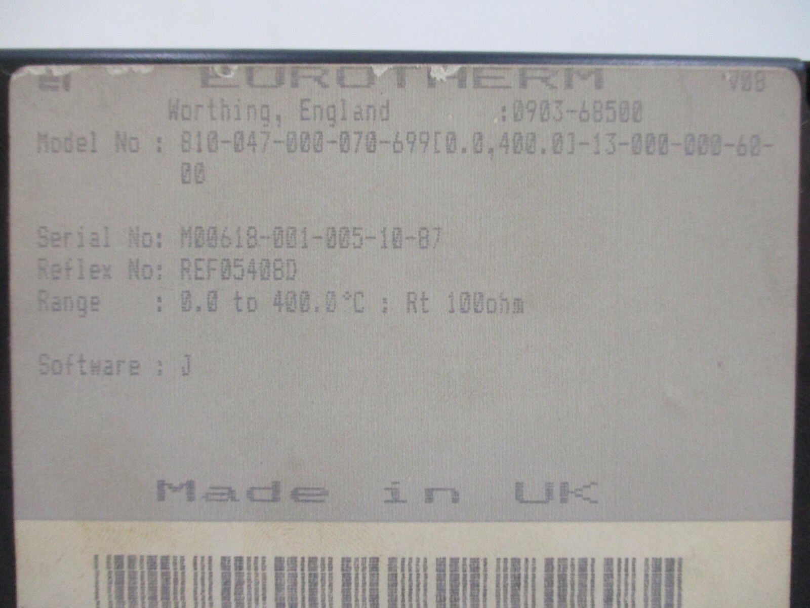 Eurotherm 810-047-000-070 Digital Temperature Controller 0-400 Celsius Control