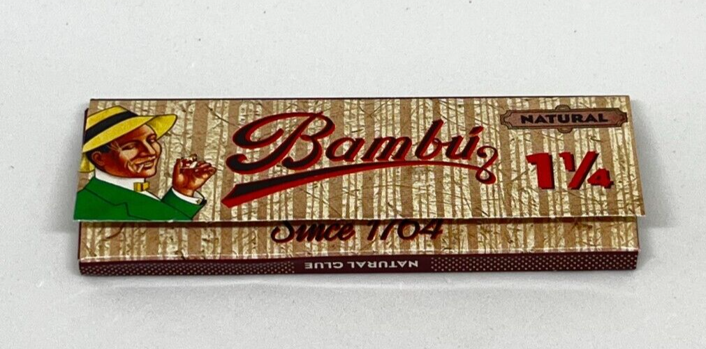 Bambu Natural Cigarette Rolling Papers 1 1/4 25 Booklet Display Box