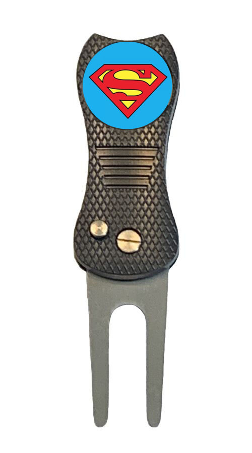 Superman DC Comics Golf Ball Marker + Premium Switchblade Divot Tool